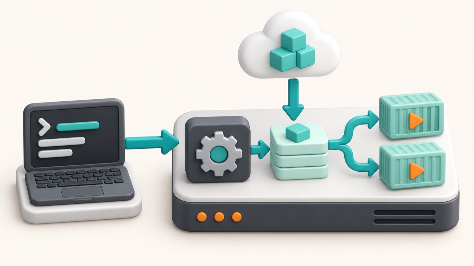 Схема работы Docker: клиент, Docker Engine, образ, контейнер и реестр Docker Hub
