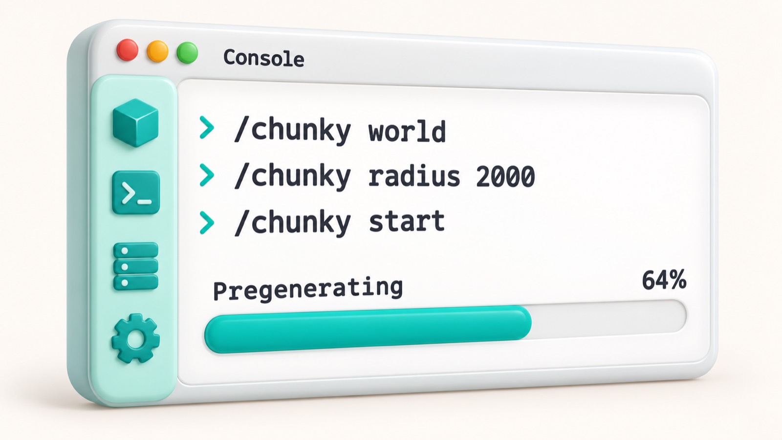 Консоль сервера Minecraft с командами плагина Chunky