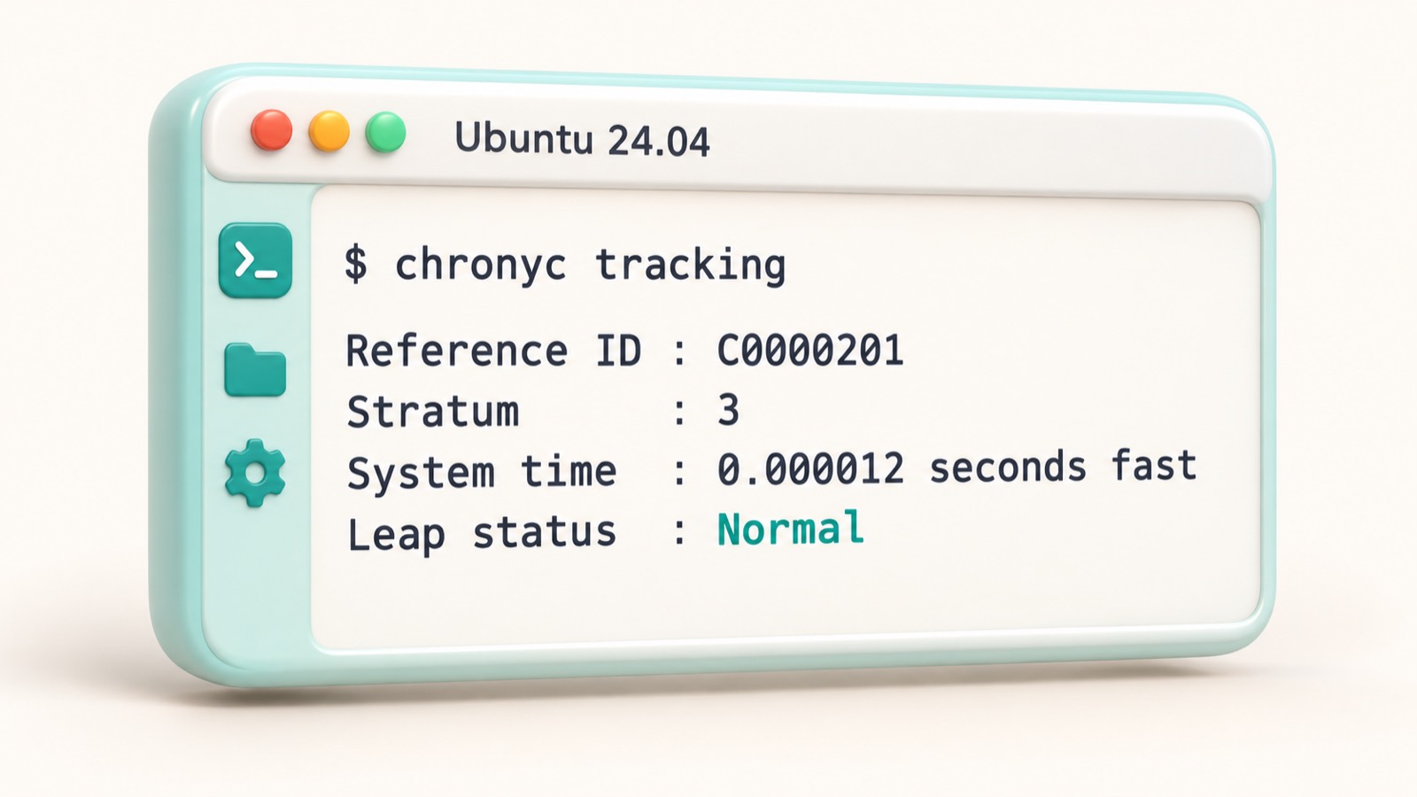 Терминал Linux с результатом команды chronyc tracking