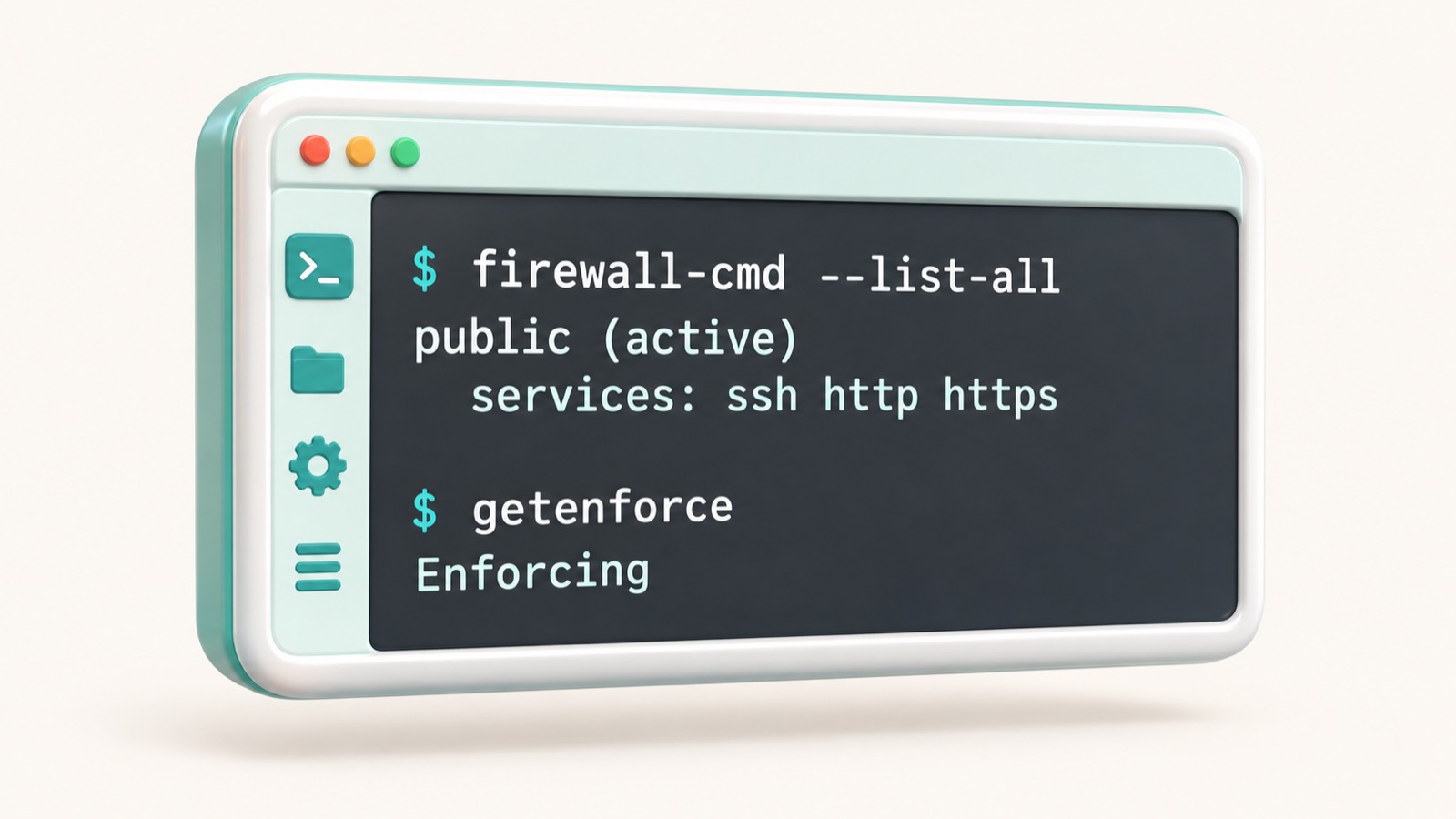 Вывод команд firewall-cmd и getenforce на сервере AlmaLinux